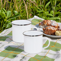 Mug en Émail de 8 cm à Sublimation, 14 oz, 12 oz, Sûr pour Café Chaud, Blanc, Camping, Extérieur, Promotionnel pour Mug Métallique Fin