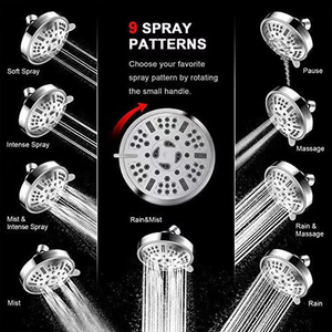 <span class=keywords><strong>Soffione</strong></span> <span class=keywords><strong>Doccia</strong></span> Fisso a Pioggia in ABS <span class=keywords><strong>con</strong></span> 9 Impostazioni di Spruzzo ad Alta Pressione - Product Image 5
