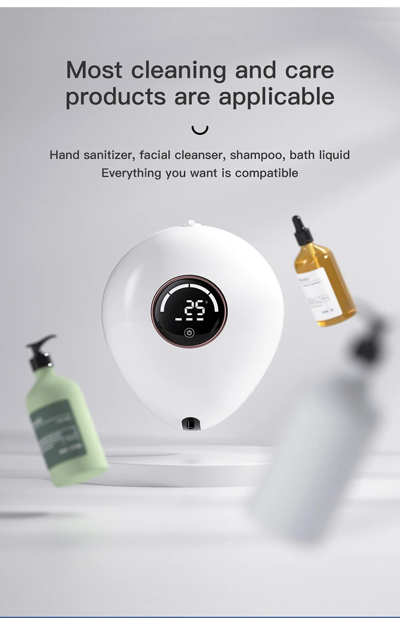 wall mounted foam infrared touchless cordless sensor induction USB automatic dispenser liquid soap dispensers with LED screen