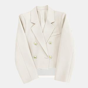 Nouveauté élégante, couleur unie, bouton doré, style court, col en V, mode féminine - Product Image 6