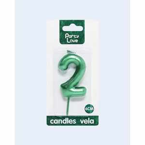 Vela Decorativa para Pastel de Cumpleaños, Número 2, Verde, 6 cm - Product Image 3