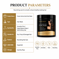 Crème capillaire professionnelle de luxe biologique naturelle au caviar et aux acides aminés pour la réparation et le lissage des cheveux