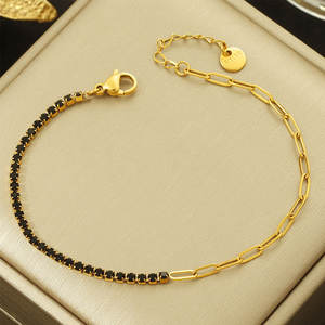 Pulsera y brazalete de moda de acero inoxidable 316L resistente al agua y al deslustre, chapado en oro de 14K y 18K, pulsera tipo tenis para mujer - Product Image 6