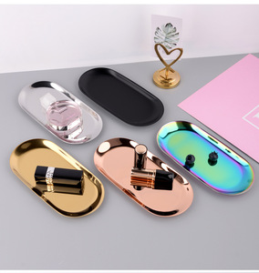 Oval stainless steel <strong>tray</strong> high quality heat and corrosion resistant jewelry <strong>snack</strong> metal serving <strong>tray</strong> - Product Image 1