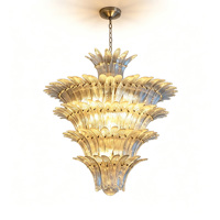 Lustre LED moderne fait main en fer et verre pour salon, cadre doré, verre personnalisé, idéal pour hall d'hôtel, mariage, villa