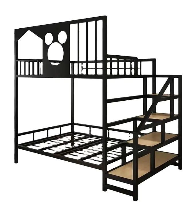 Stalen Twin Bed Loft Bed Met Trap Kwaliteit Huismeubilair Modern Design Queen Size Metalen Slaapkamer Meubels Opvouwbaar Acryl