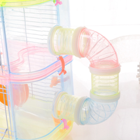 C & C 3 couches Château de cristal bleu Cage pour hamster d'intérieur à double pont Cages pour hamster transparentes de luxe accessoires pour hamster