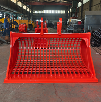 RSBM Durable 15 Ton Excavator Sieve Bucket 1600mm Wide Skeleton Cleaning Bucket untuk Penyaringan Batu dan Tanah Alat Konstruksi
