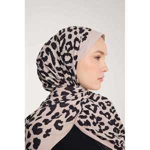 Pure Tone Black Leopard Print Scarf Traditional Muslim Clothing Accessory - Product Image 2