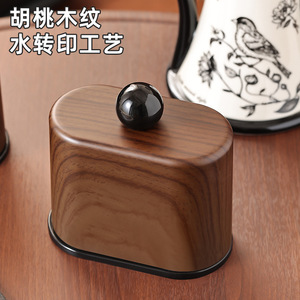 Toothpick Holder <b>Walnut</b> Wood Grain Design Dustproof Desktop Storage Box For Living Room Coffee <b>Table</b> - Product Image 4