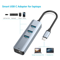 Station d'accueil USB C HUB Type C vers RJ45 Adaptateur Ethernet 1000Mbps Carte réseau USB3.0 HUB Gigabit Extension de station d'accueil 100W