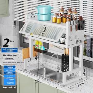 Bandeja de secado de muebles de cocina, estante para fregadero, organizador de cuencos de almacenamiento, fregadero de drenaje de acero, estante de almacenamiento, otros muebles de cocina - Product Image 6