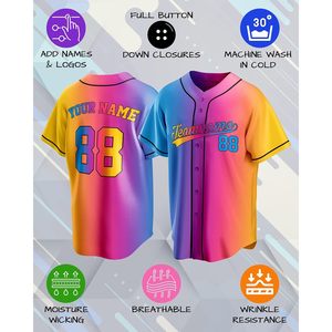 Custom Baseball Jersey Personalized Button Down Shirt With Name Number Team Uniform Unisex Adult Heat Transfer Printing - Product Image 4
