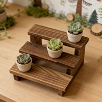 Miniatur-Holz-Etagenregal, Puppenhaus-Ausstellungsständer, Leiter, Pflanzenhalter, Landschaftsdekoration