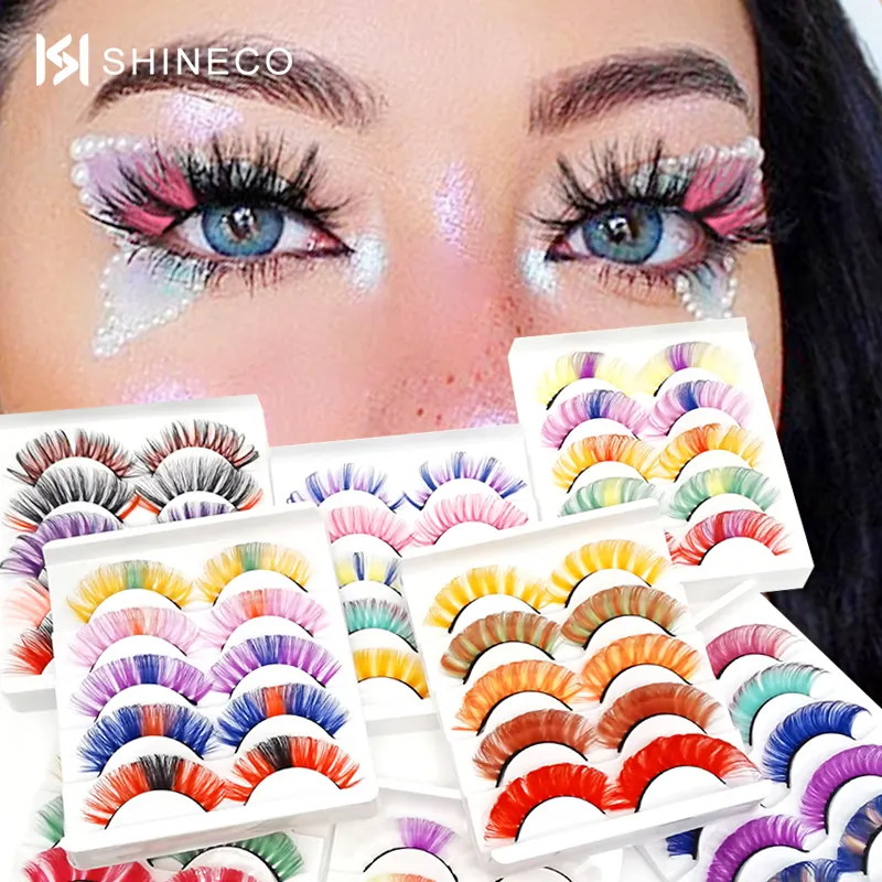 Color Eyelashes Glitter Colored Lashes Sexy Colour Mink Butterfly Brown Eyelash Strip Colorful Eye Coloured Lash With Strips