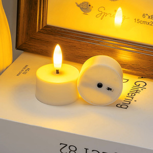 LED <b>Tealight</b> Candle Set 4-12Pack USB Powered Flickering Flameless White Matte Finish for Home Decoration Countertop Use - Product Image 3