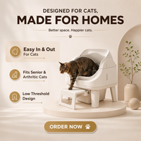 Autoscooper 12 Lite Blanc – Bac à litière intelligent pour chat, double mode, nettoyage automatique, autonettoyant, design ouvert, grande capacité, facile d'utilisation
