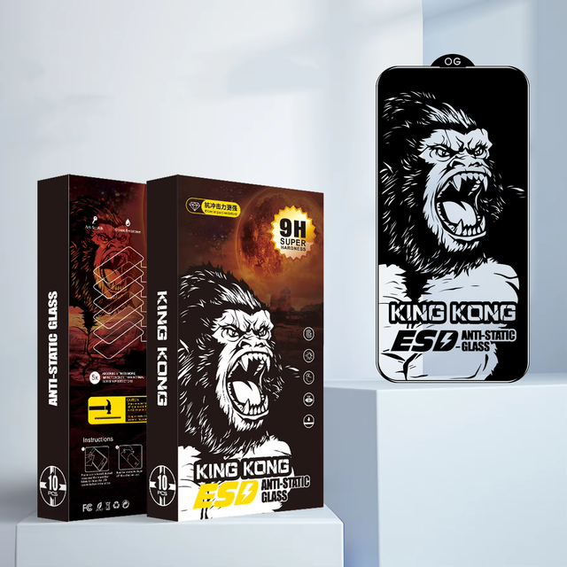 Black Kingkong Glass Screen Protector Tempered Glass for iphone 16 15 Pro 14 Pro Max 13 Pro 12 17 Air ESD Protective Glass Film