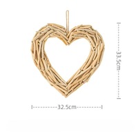 Couronne de branches en bois faites à la main en forme de cœur, Décoration murale rustique en brindilles, Salon, Chambre à coucher, Vente en gros OEM, Décoration murale en bois en forme de cœur