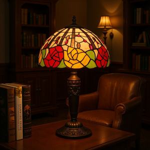 โคมไฟตั้งโต๊ะสไตล์ยุโรปย้อนยุค อบอุ่น น่ารัก ลายดอกกุหลาบ สำหรับห้องนั่งเล่นและห้องทำงาน-จัดจำหน่ายโดยตรงจากโรงงาน - Product Image 3