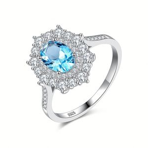Oval Cut Zircon Silver Jewelry <b>Set</b> with <b>Necklace</b> <b>Earrings</b> Ring Rhodium Plated Classic Style for Wedding <b>Bridal</b> Gift - Product Image 2
