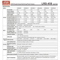 Fuente de Alimentación AC-DC MEAN WELL Serie LRS LRS-450-12/24/36/48, 12V-48V 450W AC 180-305V, CE FCC, Iluminación LED, Carcasa de Aluminio, 5 Años de Garantía