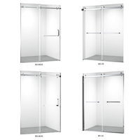 Baide portes coulissantes en verre trempé sans cadre, boîtier de douche, salle de bain, en fibre de verre, cabine de douche