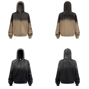 Nouveau Style Zipper Imprimé Cheval Châtaigne Lavé Eau Faded Gradient Veste À Capuche Personnalisée - Product Image 2