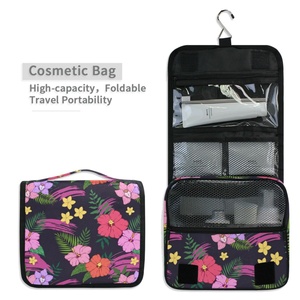 New Arrival Hawaiian Tropical Flower Durable Hanging Toiletries Organizer Cosmetic <b>Makeup</b> <b>Storage</b> Toiletry Bags <b>for</b> Travel - Product Image 2