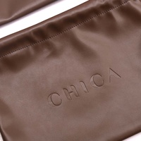 Sac de rangement pour pinceaux cosmétiques en cuir PU en gros, logo personnalisé imprimé, trousse de maquillage de voyage pour femmes