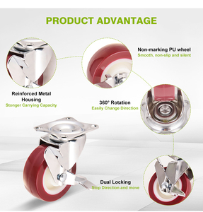 2 Zoll 3 Zoll <span class=keywords><strong>50mm</strong></span> 75mm Durchmesser Shevles Wheels Mute Polyurethan <span class=keywords><strong>PU</strong></span> Universal Light Duty <span class=keywords><strong>Caster</strong></span> mit Bremse - Product Image 4