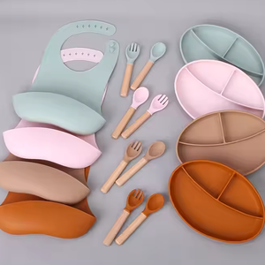 Set makanan bayi silikon, termasuk piring, mangkuk, dan Sendok, lembut dan aman untuk balita - Product Image 2