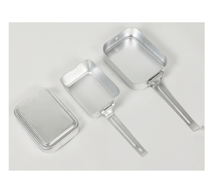 DFU42 Camping Outdoor Cooking Custom and Stock Wholesales Aluminium Square <b>Mess</b> Tin 3 Pcs <b>Kit</b> Plate Bowl Lid with Folding Handle - Product Image 6