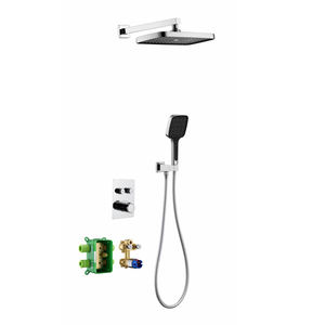 Modern Brass Black Constant Temperature Concealed Shower with 2 Function Rainforest Bathroom Shower Set - Product Image 3