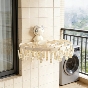 Round Sock Drying <b>Rack</b> With Clips Wall Mounted Balcony <b>Storage</b> <b>Rack</b> - Product Image 2