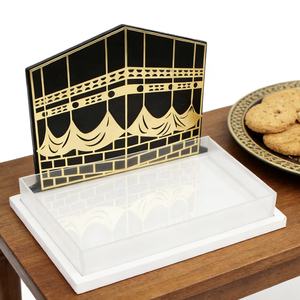 Décoration <span class=keywords><strong>de</strong></span> table pour le Ramadan, fournisseur <span class=keywords><strong>de</strong></span> décoration <span class=keywords><strong>de</strong></span> <span class=keywords><strong>la</strong></span> maison, cadeaux islamiques du Ramadan, plateau à nourriture en acrylique transparent noir et or, <span class=keywords><strong>Kaaba</strong></span> - Product Image 1