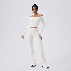 Ensemble <span class=keywords><strong>de</strong></span> yoga et <span class=keywords><strong>de</strong></span> sport pour femmes PASUXI, haut <span class=keywords><strong>de</strong></span> soutien-gorge sans bretelles à manches longues, pantalon taille haute à séchage rapide, vêtements <span class=keywords><strong>de</strong></span> sport actifs, tenue <span class=keywords><strong>de</strong></span> sport - Product Image 2