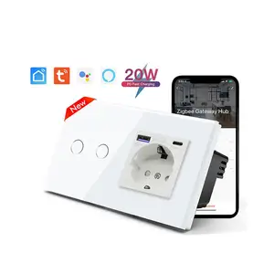 MVAVA Multi 16A 220V Zigbee Light Smart EU USB Type C Home Electrical Wall Switches and Sockets with 3 Gang