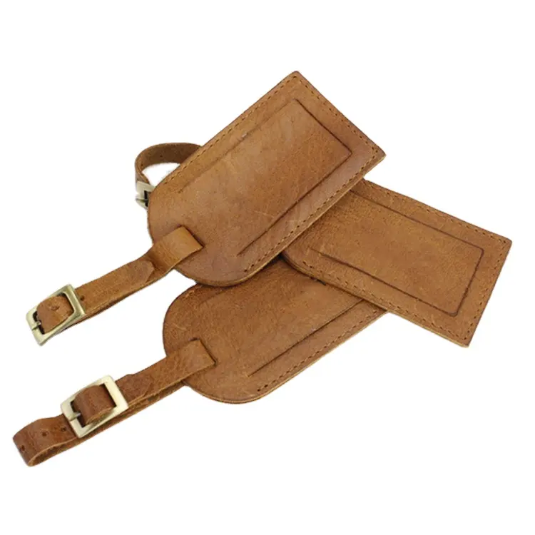 Custom crazy horse leather Luggage tag personalized leather handbag luggage tags