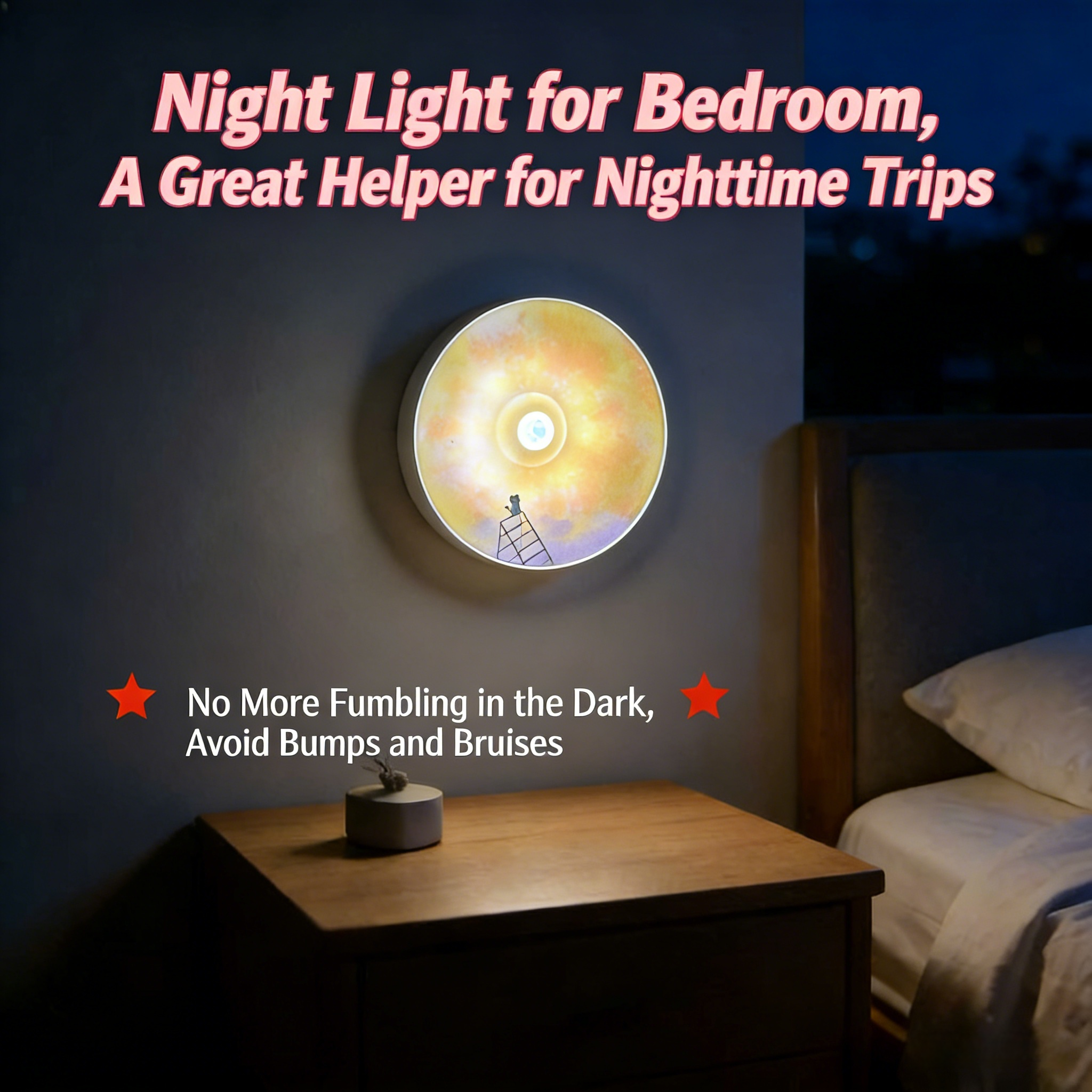 Modern Automatic Intelligent Motion-Sensing LED Circular Ceiling Lamp with Battery Included and USB Recharge Minimalist Design
