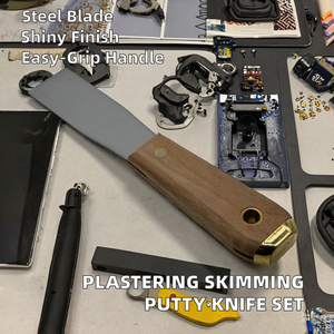 มีดขูดสีเกรดอุตสาหกรรม ใบมีดเหลี่ยม ด้ามจับไม้แบบ D-Grip ใบมีดแข็งเหล็กกล้าคาร์บอน สำหรับขูดสีและงานกระจก - Product Image 3