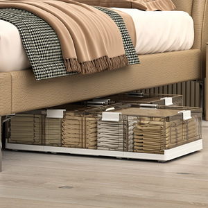 Pliable plat en plastique sous-lit boîte de <span class=keywords><strong>rangement</strong></span> ménage lit fin vêtements couette anti-poussière organisateur multifonctionnel stockage - Product Image 3