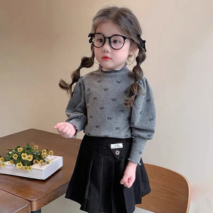 Girls' Base Layer Shirt Thick Fleece-lined Winter Top Gray Apricot White Cross-border E-commerce Children's T-shirts - Product Image 2