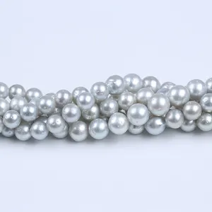 奢华设计灰色9-12毫米南海珍珠链