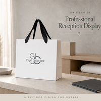 Sacola Promocional Personalizada de Luxo com Alça de Fita, Revestimento Fosco, Revestimento em Folha de Ouro, Laminada, Reciclável, Impermeável, Ecológica, Grande e Média, Branca