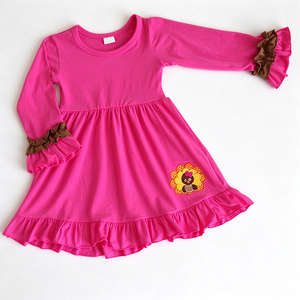 Vestido de Niña con Estampado de Seda de Leche OEM ODM, Vestido con Volantes, Vestido Casual de Princesa para Niñas Pequeñas - Product Image 3