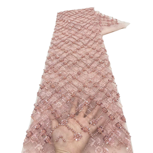 Ni.ai ผ้าลูกไม้ประดับลูกปัดเลื่อมปักมุกผ้าลูกไม้ตาข่ายปักเลื่อมฝรั่งเศสพร้อมไข่มุกดีไซน์ใหม่ - Product Image 1