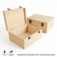 Boîte en bois de pin brut Landy avec couvercle à charnières, pour loisirs créatifs, rangement de souvenirs, emballage cadeau en bois naturel, vente en gros