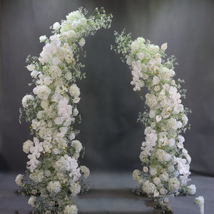 Arche de mariage en forme de trompette avec toile de fond florale, arrangement d'arche de fleurs artificielles, décoration de mariage - Product Image 2