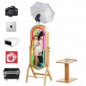 Rustieke Ovale Spiegel Foto Boorh Houten Schelp Dslr Camera Photobooth Machine Touchscreen Monitor Fotocabine Met Printer Standaard - Product Image 6